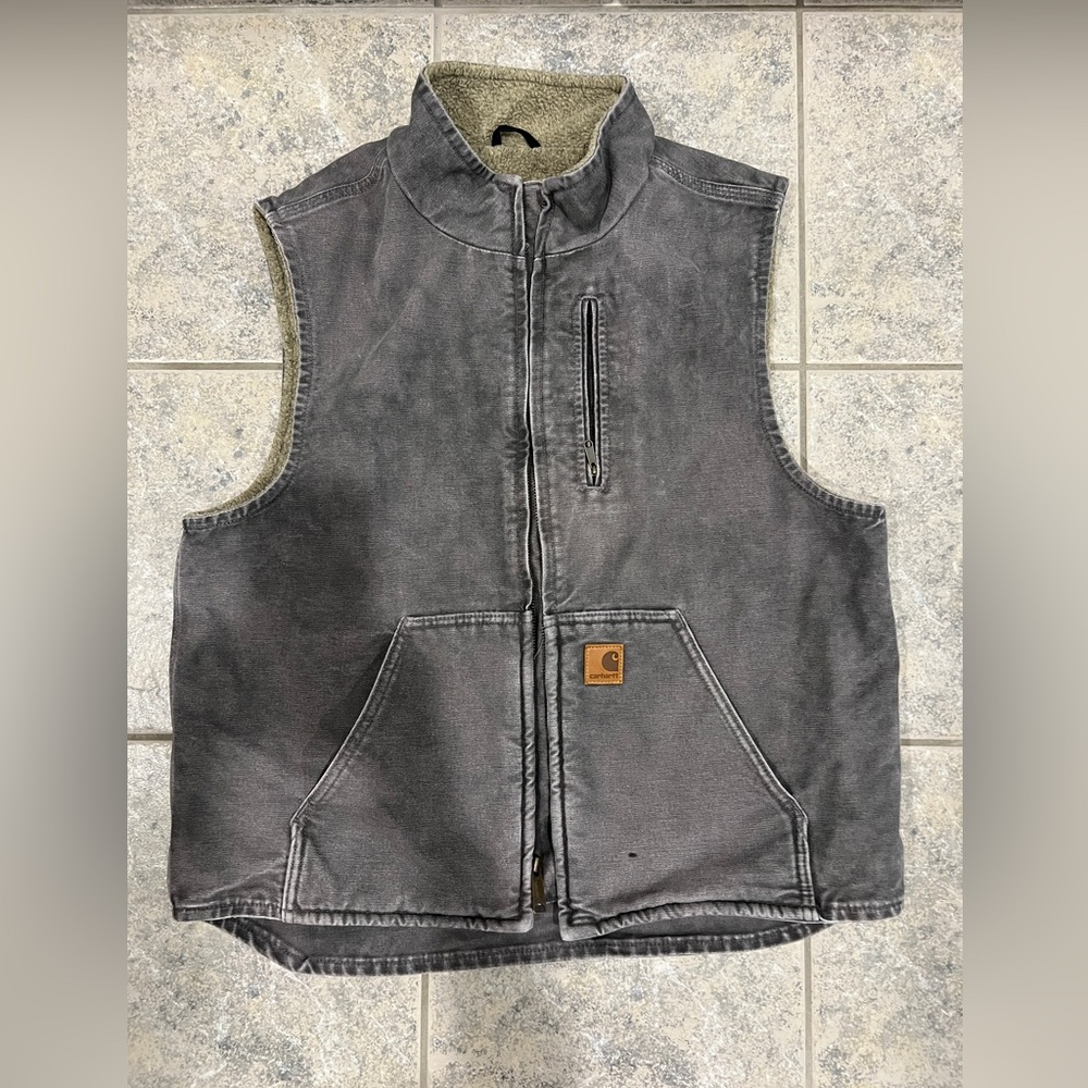 Carhartt vest--lightly bleached.  Very stylish.